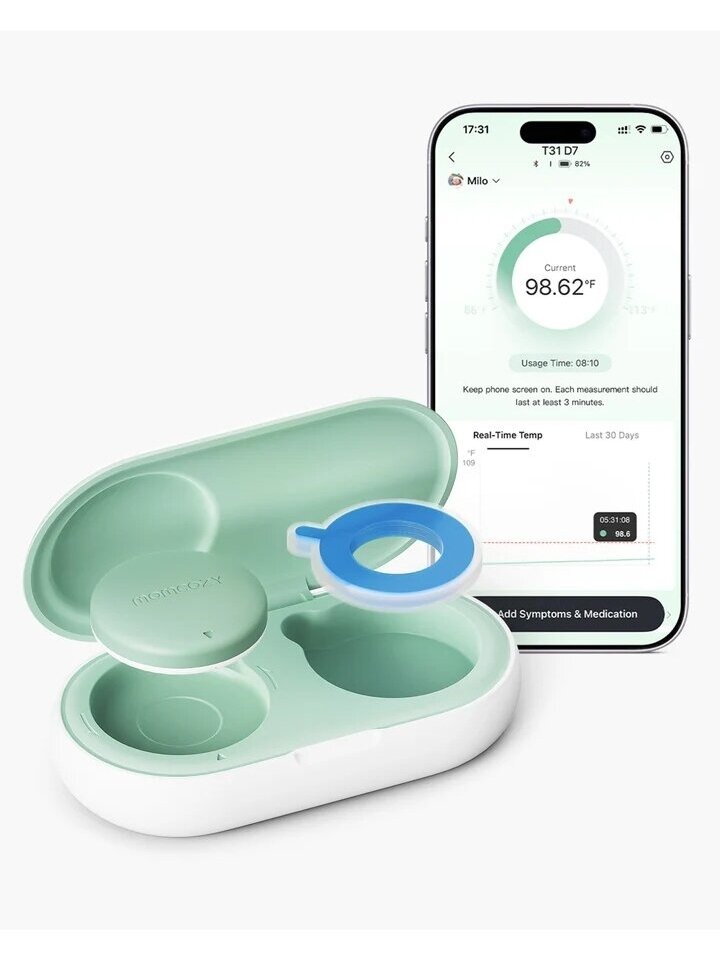 Momcozy nutikas beebi termomeeter, temperatuuri jälgimine rakenduses 1 Momcozy nutikas beebi termomeeter, temperatuuri jälgimine rakenduses 1
