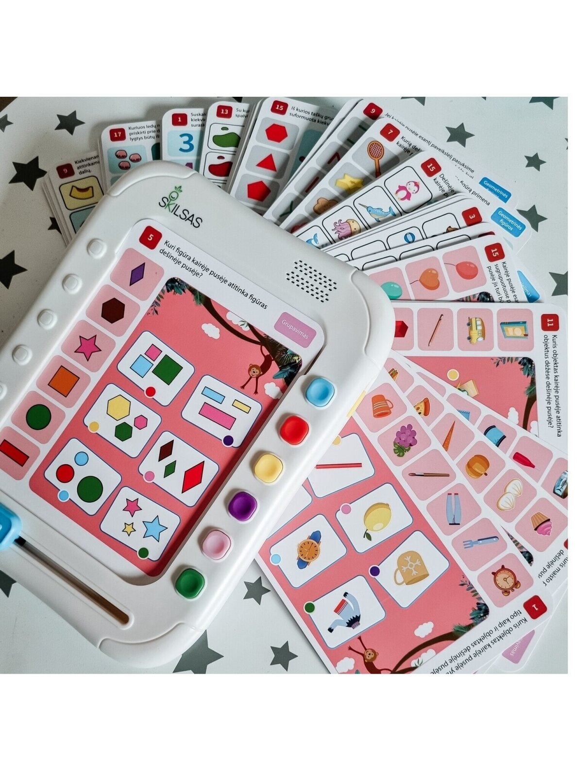 Music player for children "Skilsas" with microphone + Lithuanian-voiced "Talking Cards" 9