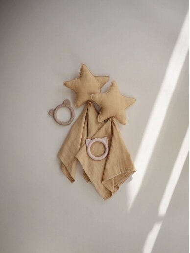 Muslin Lovey Cuddle Blanket Star, Fall Yellow, Mushie 1