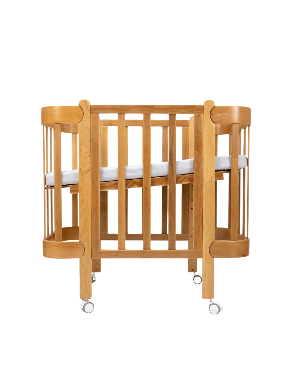 Oval convertible baby crib NIKA 5in1, Ingvart (White) (Kopija)