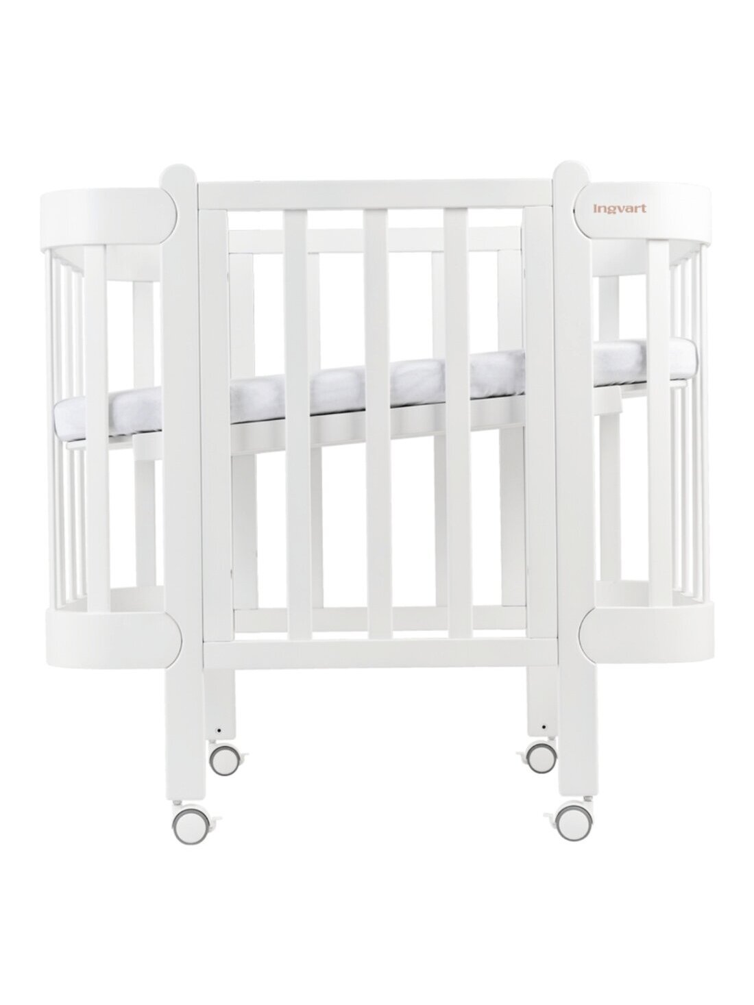 Oval convertible baby crib NIKA 5in1, Ingvart (White) Oval convertible baby crib NIKA 5in1, Ingvart (White)