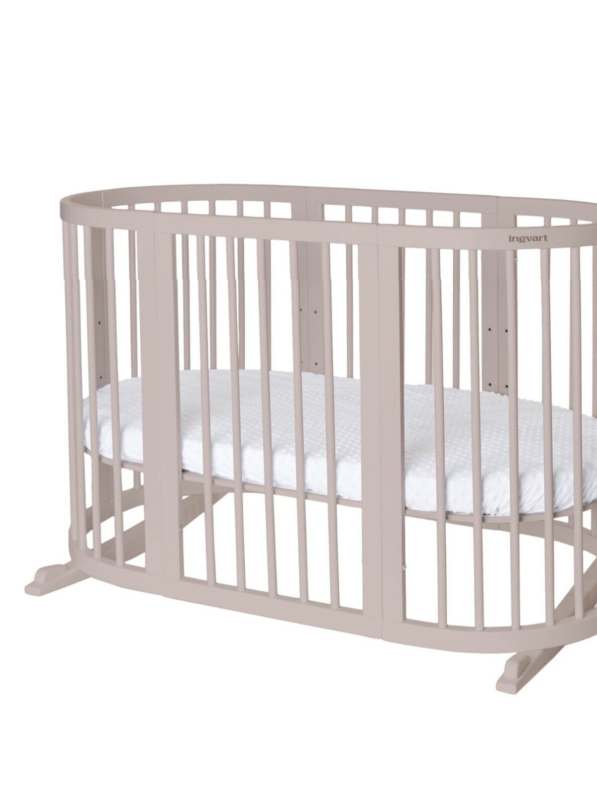 Oval convertible baby crib 9in1 Smart, Ingvart (Cappuccino)