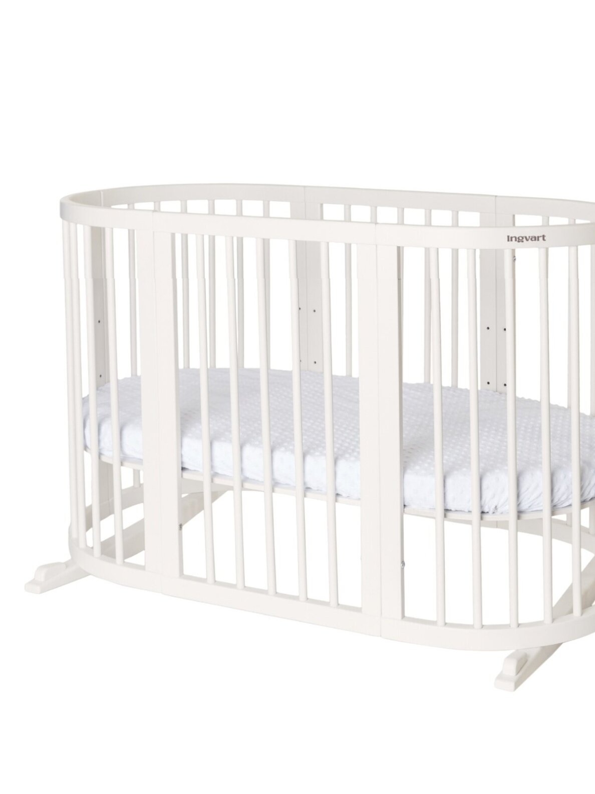 Oval convertible baby crib 9in1 Smart, Ingvart (Milky) Oval convertible baby crib 9in1 Smart, Ingvart (Milky)