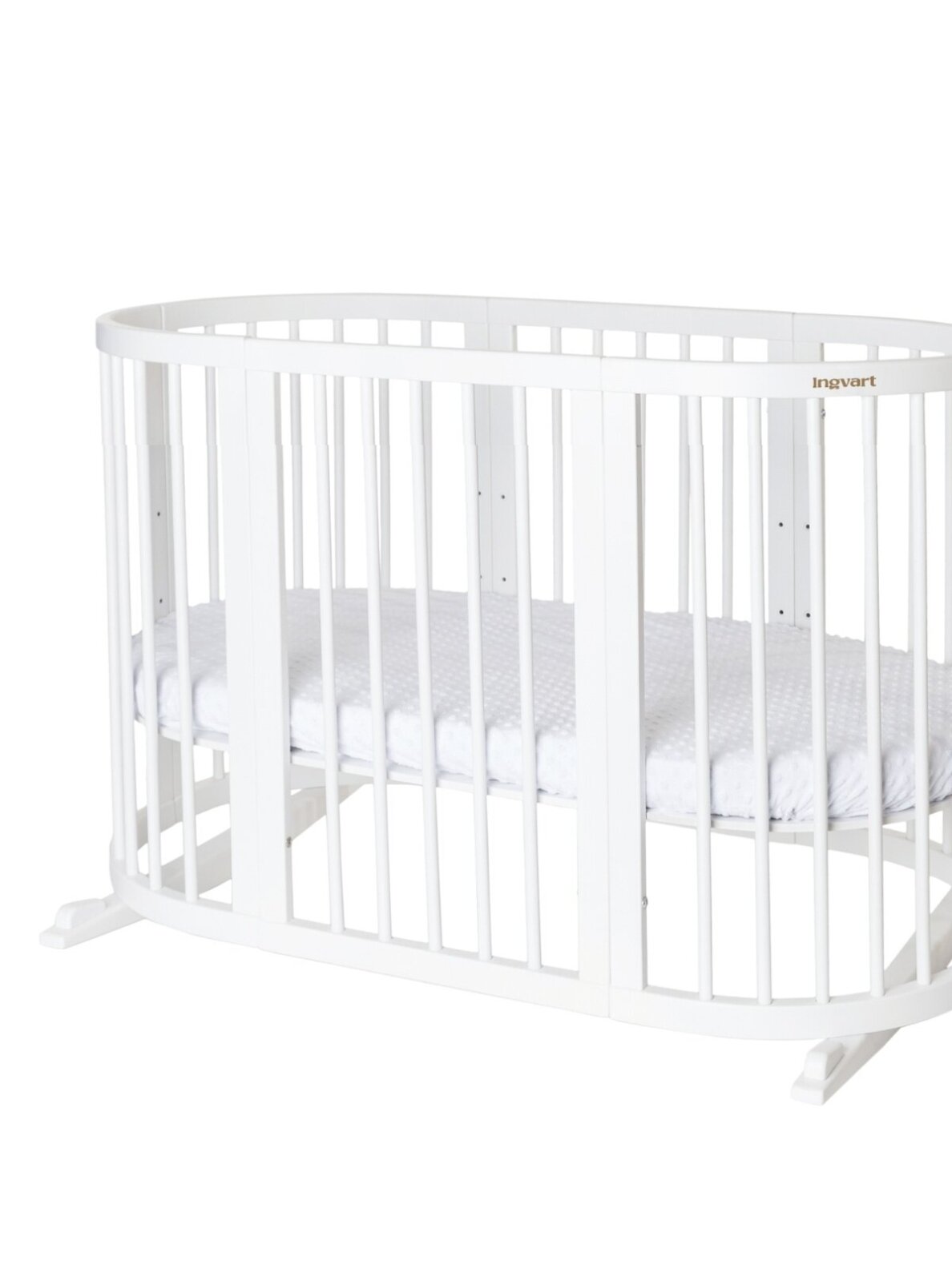 Oval convertible baby crib 9in1 Smart, Ingvart (White) Oval convertible baby crib 9in1 Smart, Ingvart (White)