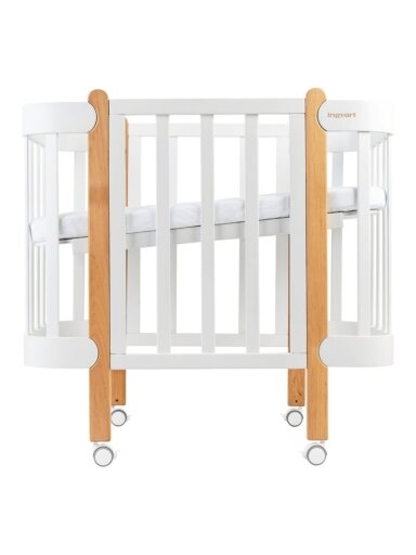 Oval convertible baby crib NIKA 5in1, Ingvart (White/Natural) Oval convertible baby crib NIKA 5in1, Ingvart (White/Natural)