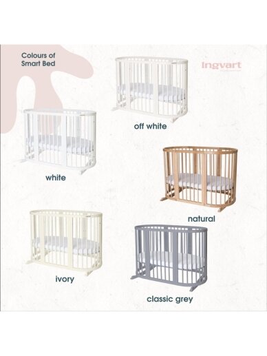 Oval convertible baby crib 9in1 Smart, Ingvart (Beige) 5
