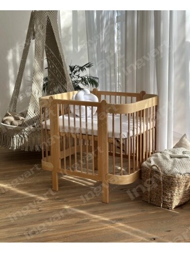 Oval convertible baby crib NIKA 5in1, Ingvart (White) (Kopija) 7
