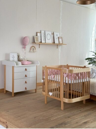 Oval convertible baby crib NIKA 5in1, Ingvart (White) (Kopija) 1 Oval convertible baby crib NIKA 5in1, Ingvart (White) (Kopija) 1