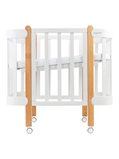 Oval convertible baby crib NIKA 5in1, Ingvart (White/Natural) Oval convertible baby crib NIKA 5in1, Ingvart (White/Natural)
