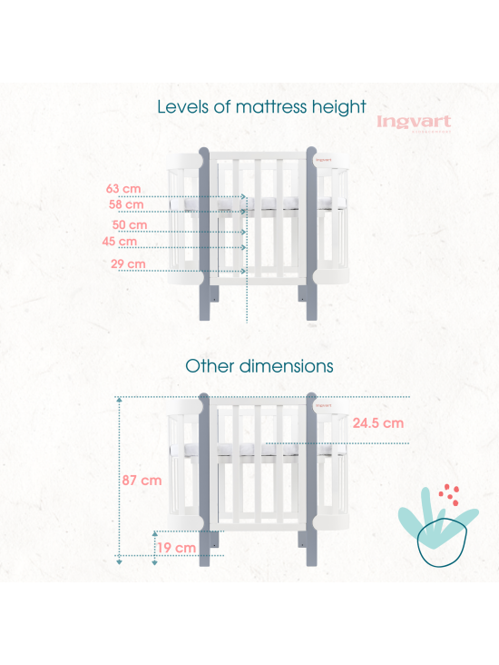 Oval convertible baby crib NIKA 5in1, Ingvart (White) (Kopija) 5