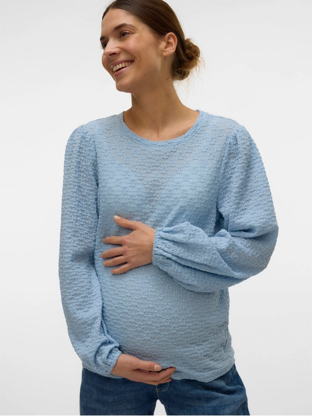 Maternity blouse with long sleeves VMMFLOWER, Mama;licious (Light blue) 1 Maternity blouse with long sleeves VMMFLOWER, Mama;licious (Light blue) 1