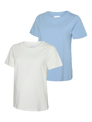 Short-sleeved blouses MLMIA, 2 pcs., Mama;licious (White/blue)