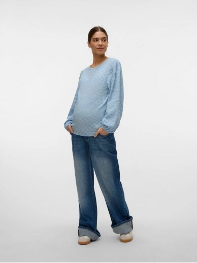 Maternity blouse with long sleeves VMMFLOWER, Mama;licious (Light blue) 2