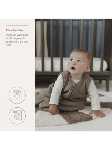Lined muslin sleeping bag 60 cm, TOG 2.0, Meyco (Dark Taupe) 3 Lined muslin sleeping bag 60 cm, TOG 2.0, Meyco (Dark Taupe) 3