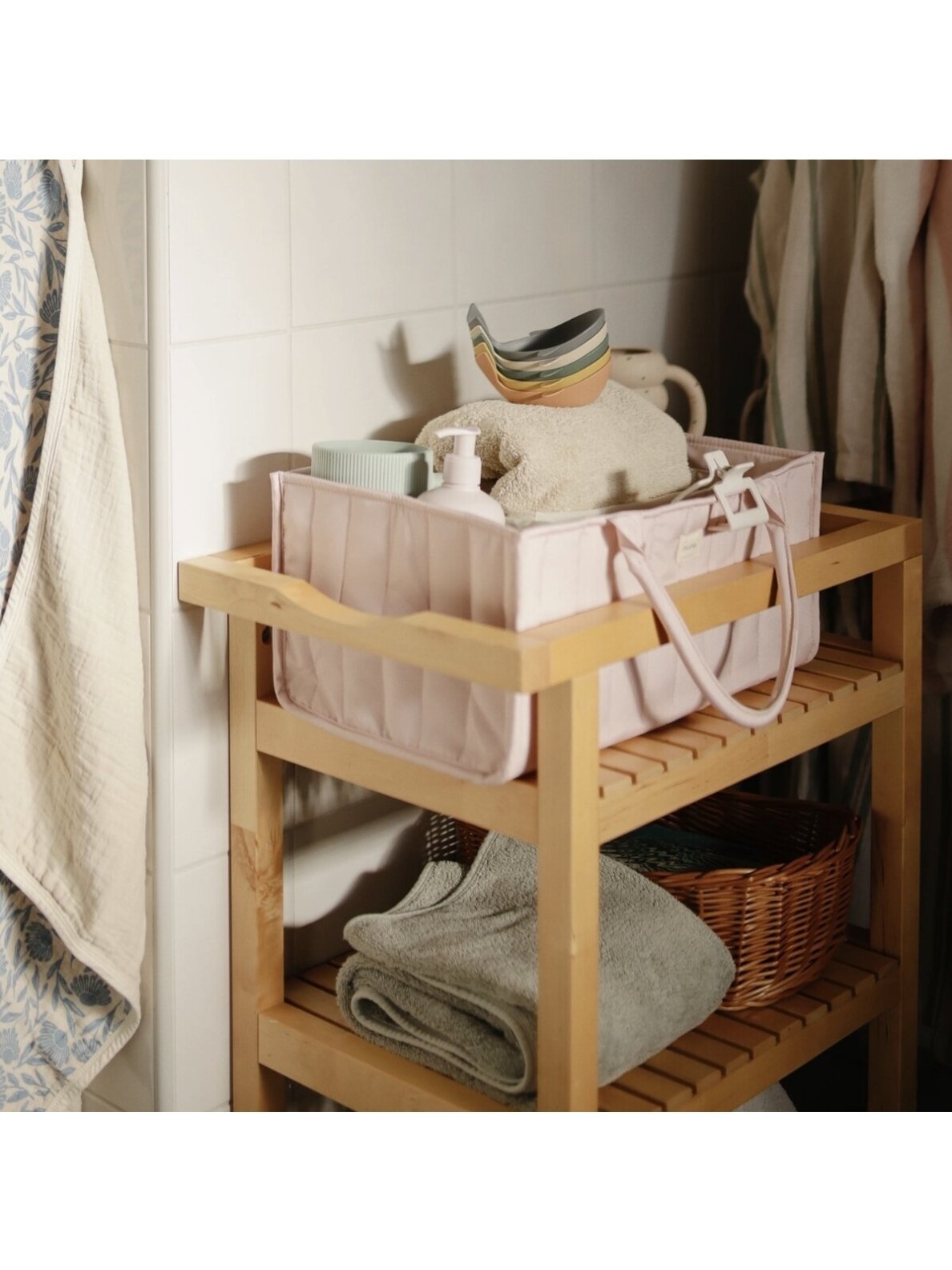 Diaper Caddy Organizer Pastel Blooms, Mushie 3 Diaper Caddy Organizer Pastel Blooms, Mushie 3