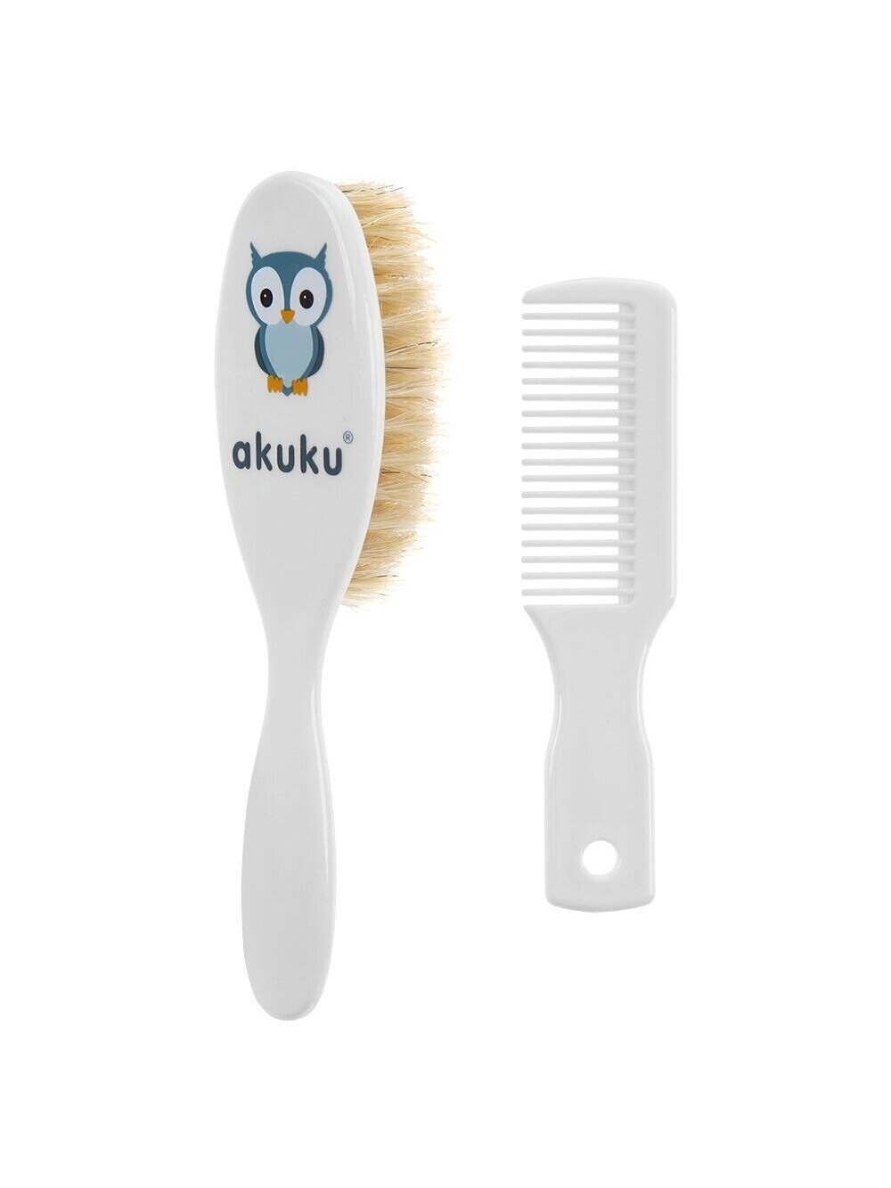 Hairbrush and comb by Akuku (white)