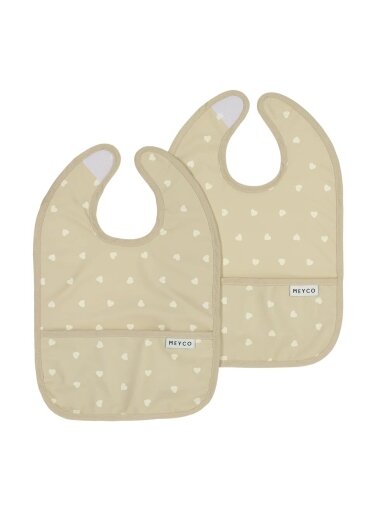 Bibs, 2 pcs., Sweet heart sand/soft sand, 4-24m., Meyco Baby