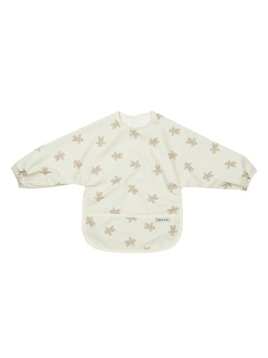 Long-sleeved bib Gingerbread soft sand 9-18m., Meyco Baby