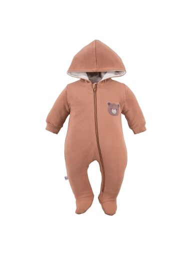 Warm cotton overalls brown with teddy bear, EEVI