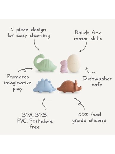 Mold Free Bath Play Set Dino, 5 pcs, Mushie 1 Mold Free Bath Play Set Dino, 5 pcs, Mushie 1