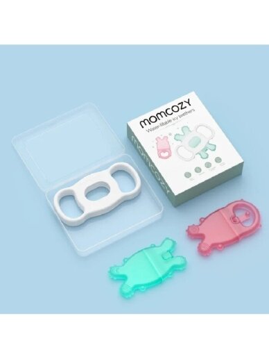 Momcozy veega täidetav jahutav beebi närimisrõngas, roosa/roheline 2