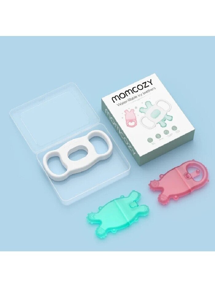 Momcozy veega täidetav jahutav beebi närimisrõngas, roosa/roheline 2 Momcozy veega täidetav jahutav beebi närimisrõngas, roosa/roheline 2
