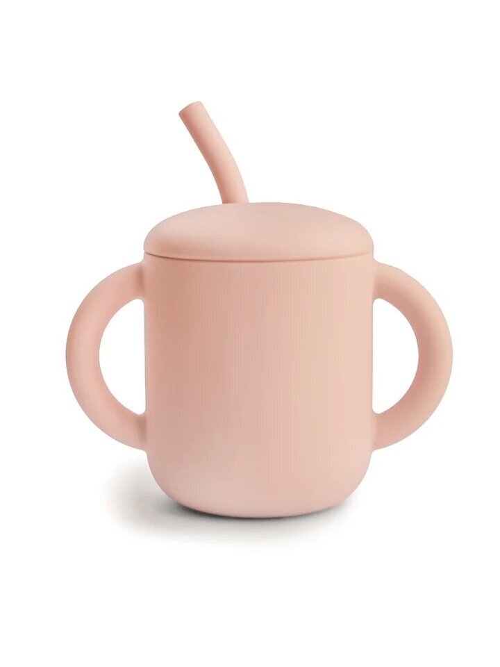 Silicone cup with straw, Blush, 6m+, Mushie