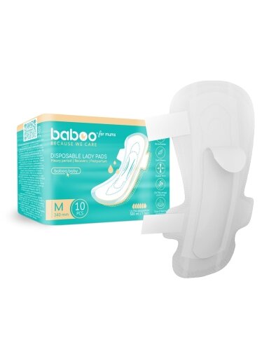 Pads for panties after childbirth, size M, 10 units, Baboo Pads for panties after childbirth, size M, 10 units, Baboo