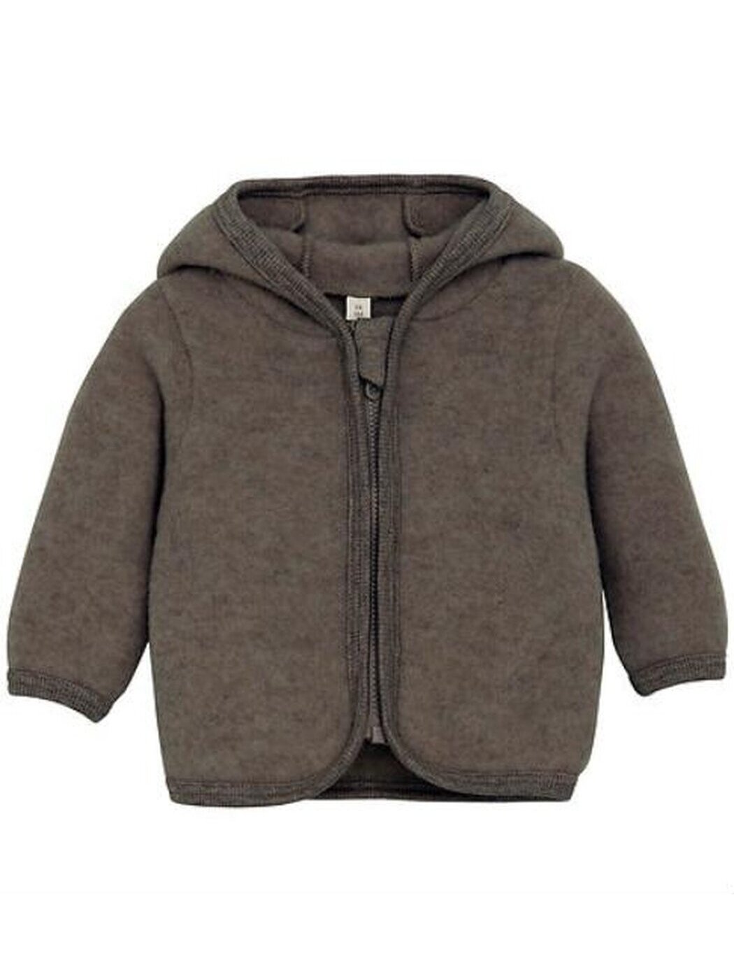 Wool Cardigan for Babies, Huttelihut (Brown Melange)