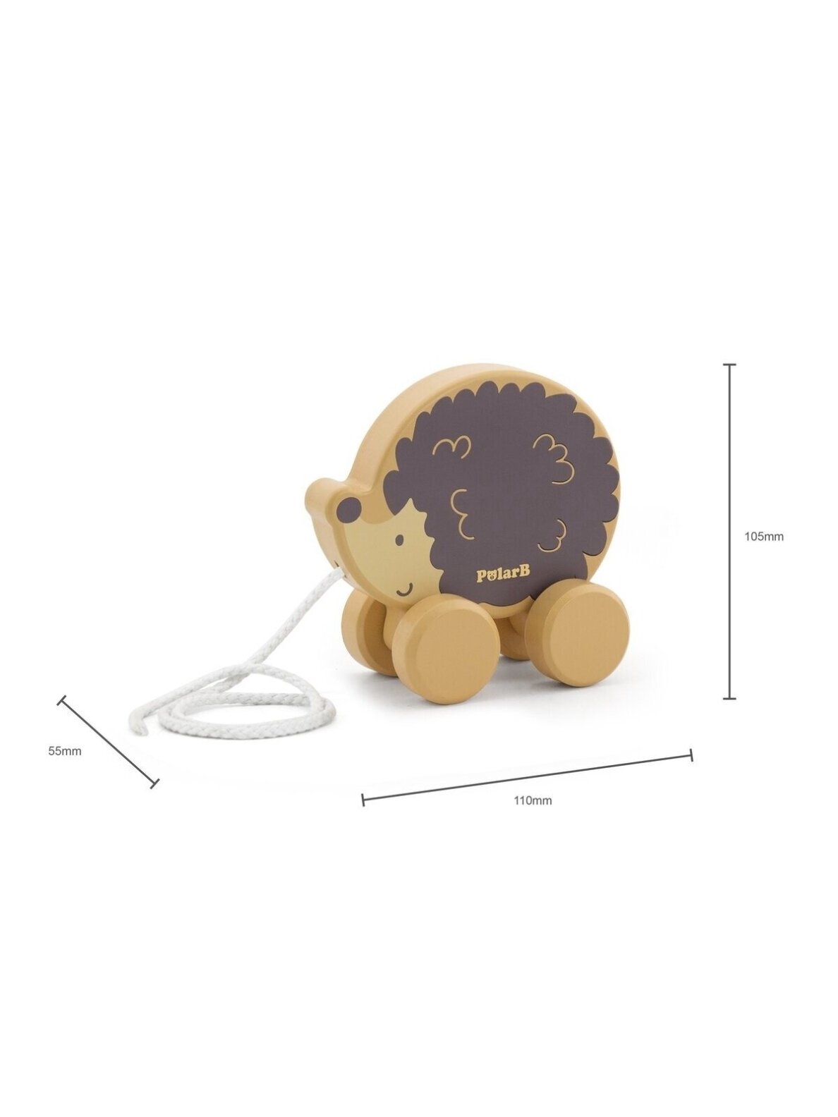 VIGA PolarB Wooden Pull-Along Toy Hedgehog 2