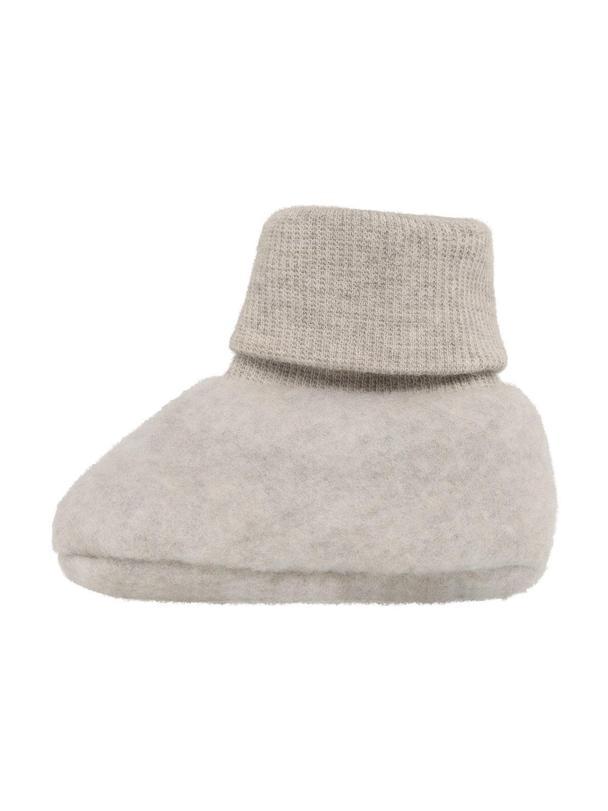 Woolen baby booties, Huttelihut Camel Melange 1