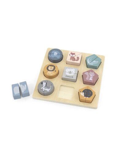VIGA PolarB Wooden Shape Block Puzzle with Animals