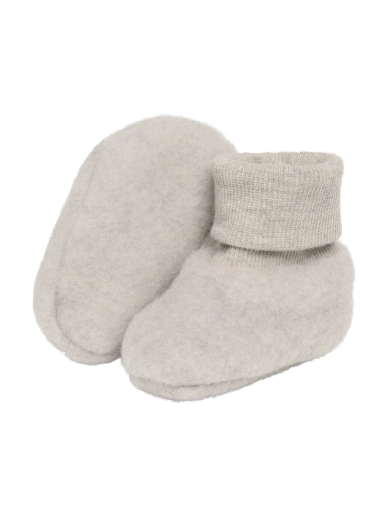 Woolen baby booties, Huttelihut Camel Melange 2