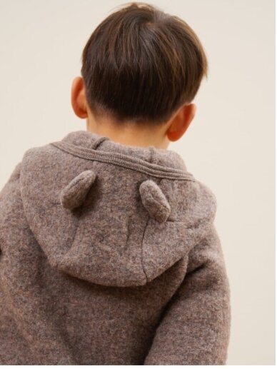 Wool Cardigan for Babies, Huttelihut (Brown Melange) 1