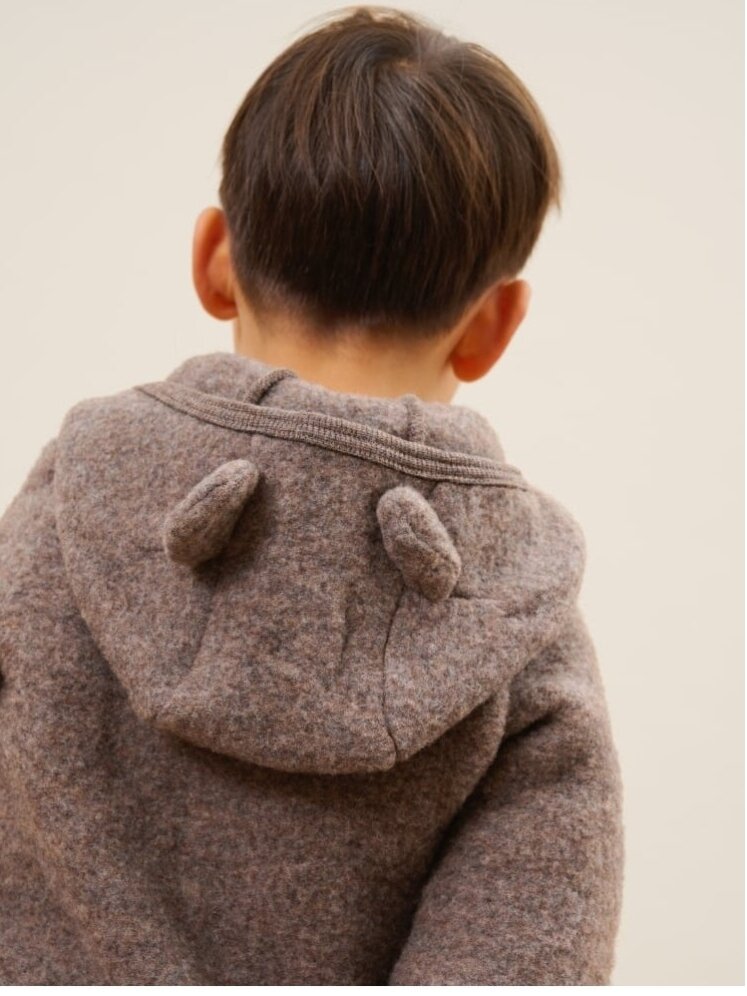 Wool Cardigan for Babies, Huttelihut (Brown Melange) 1 Wool Cardigan for Babies, Huttelihut (Brown Melange) 1